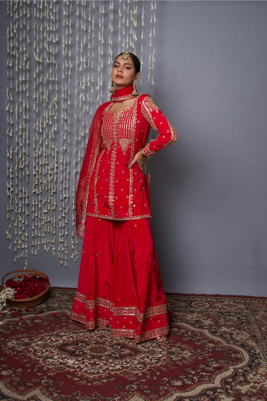 Red Sharara Set with Dupatta