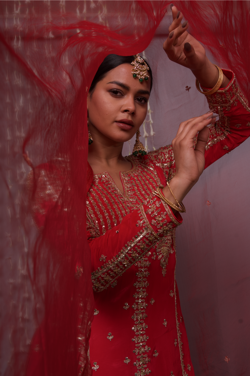 Red Sharara Set with Dupatta