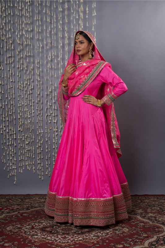 Pink Anarkali with Dupatta
