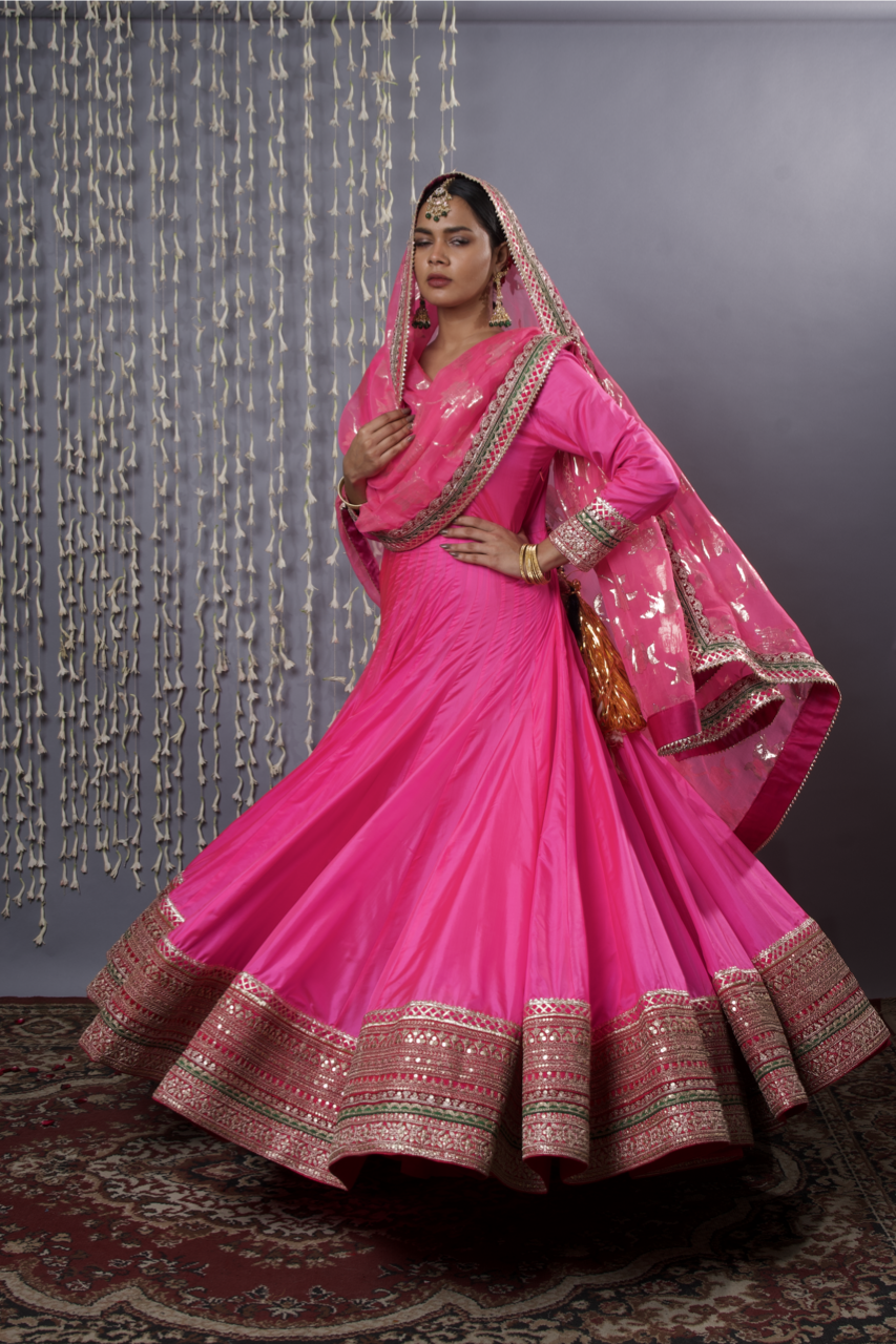 Pink Anarkali with Dupatta