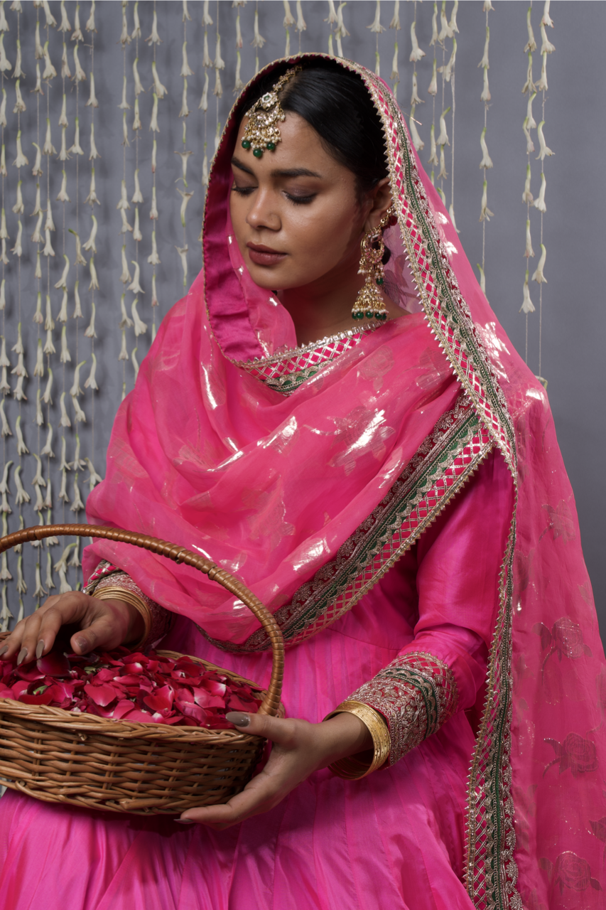 Pink Anarkali with Dupatta