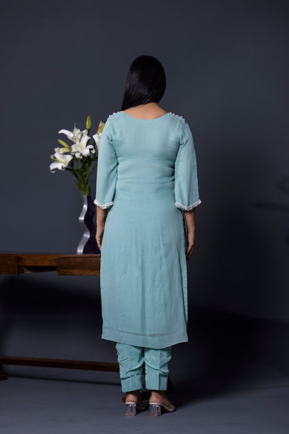 Sage Green kurta Pants and Dupatta
