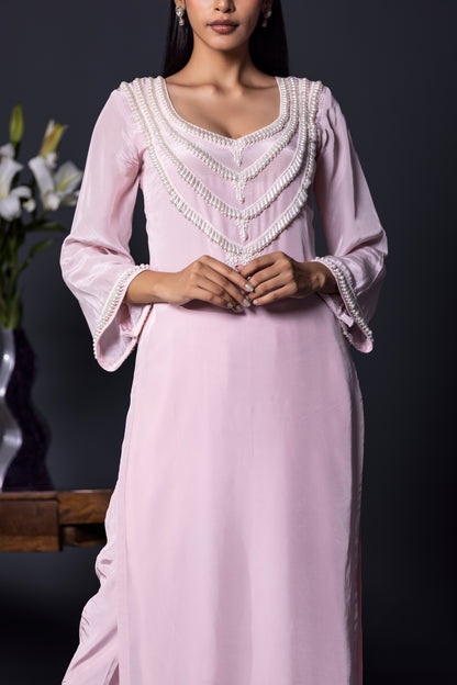 Lilac Crepe Kurta Pants and Dupatta