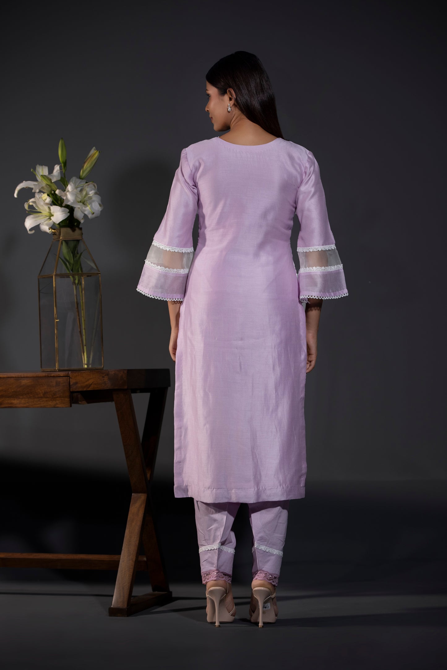 Rose laces Pure Chanderi Kurta Pakistani Salwars and Dupatta