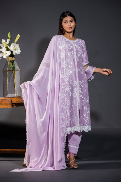 Rose laces Pure Chanderi Kurta Pakistani Salwars and Dupatta