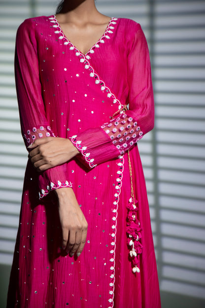 Angrakha A-line Kurta  with Pants and Dupatta