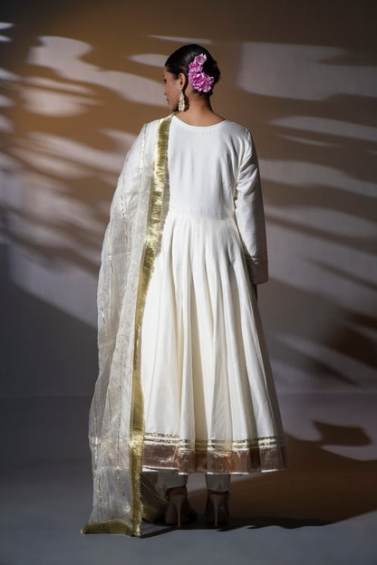 Fiza Ivory Anarkali with Pants and Dupatta