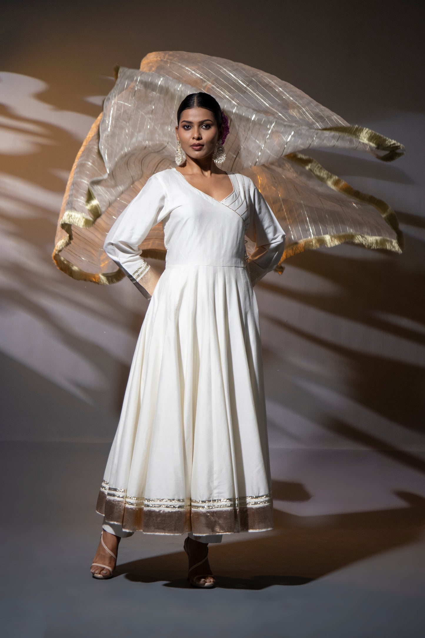 Fiza Ivory Anarkali with Pants and Dupatta