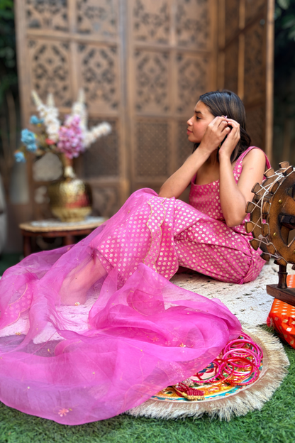 Chanderi Banarasi Kurta Set with Silk Organza Dupatta