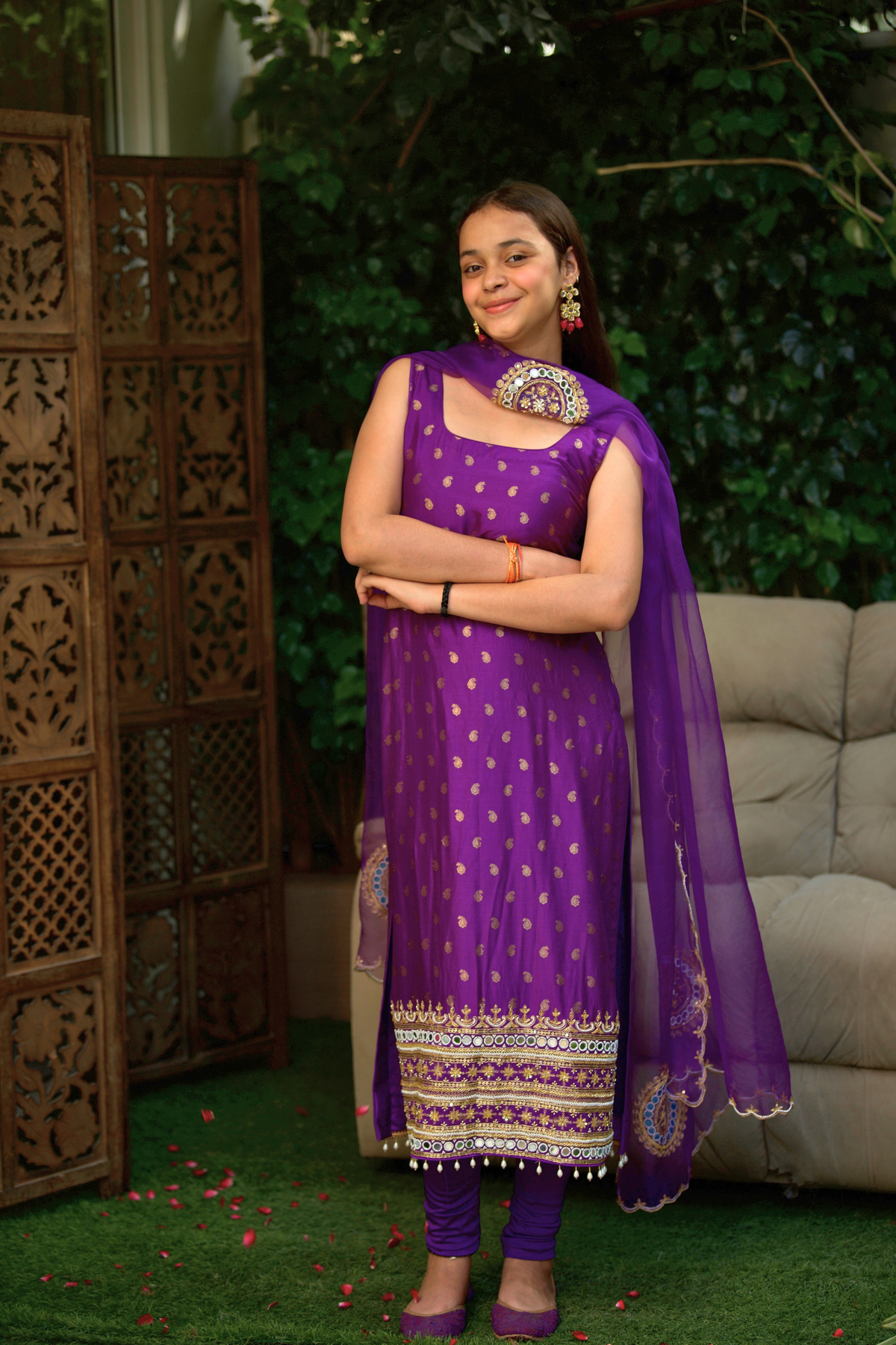 Banarasi Silk Kurta & Pyjami Set with Silk Organza Dupatta