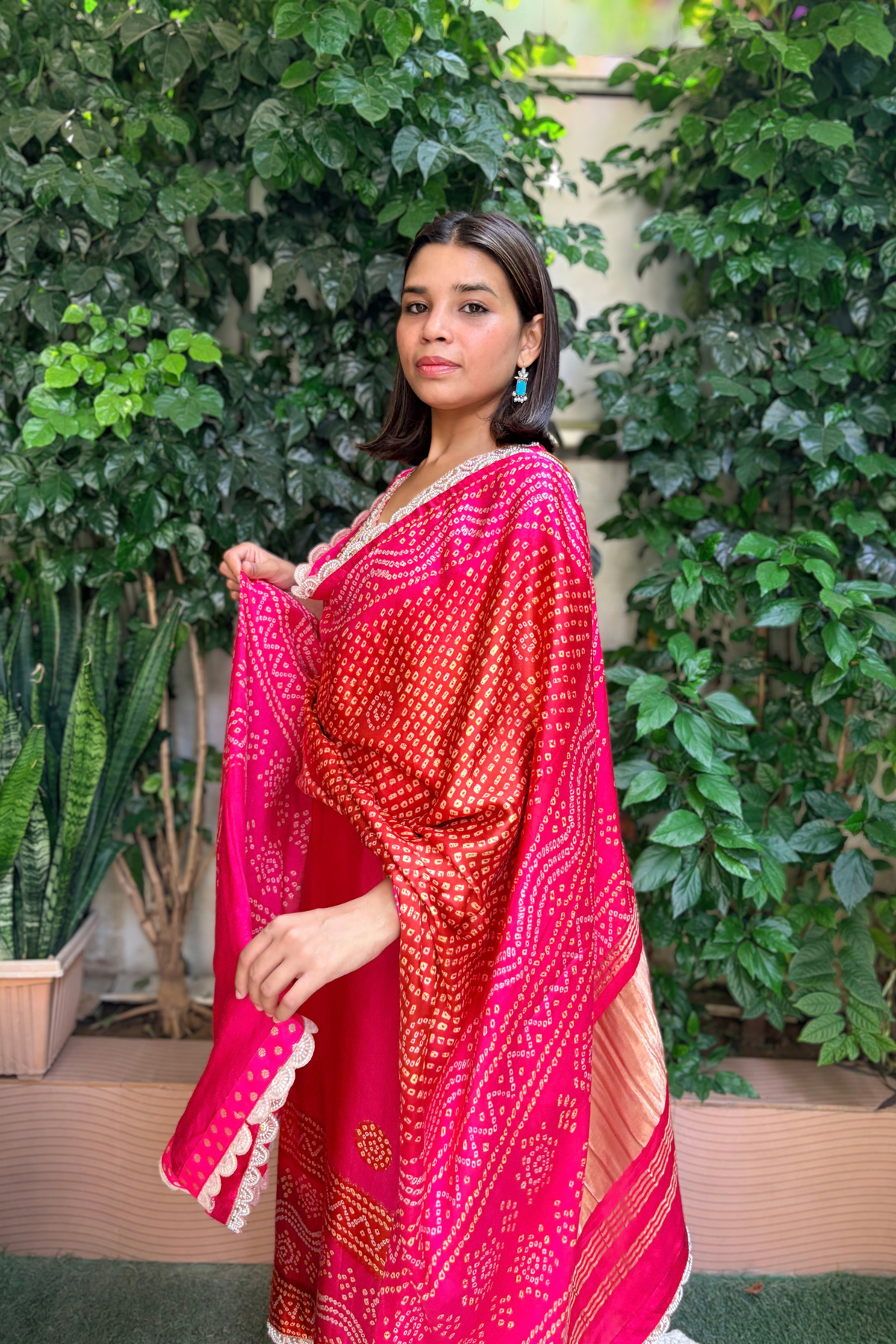Ajrak Modal Silk Set with Gotta Patti