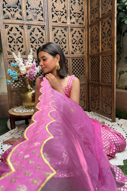 Chanderi Banarasi Kurta Set with Silk Organza Dupatta