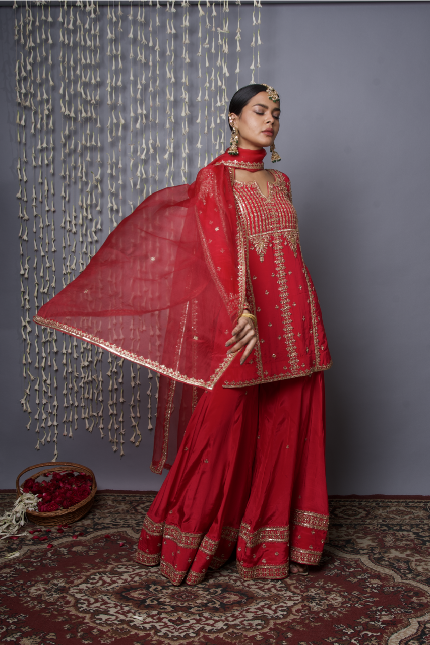 Red Sharara Set with Dupatta