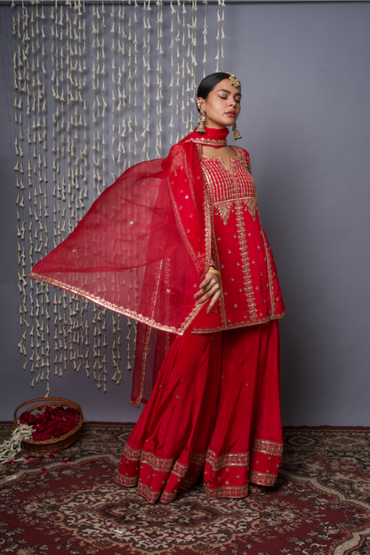 Red Sharara Set with Dupatta