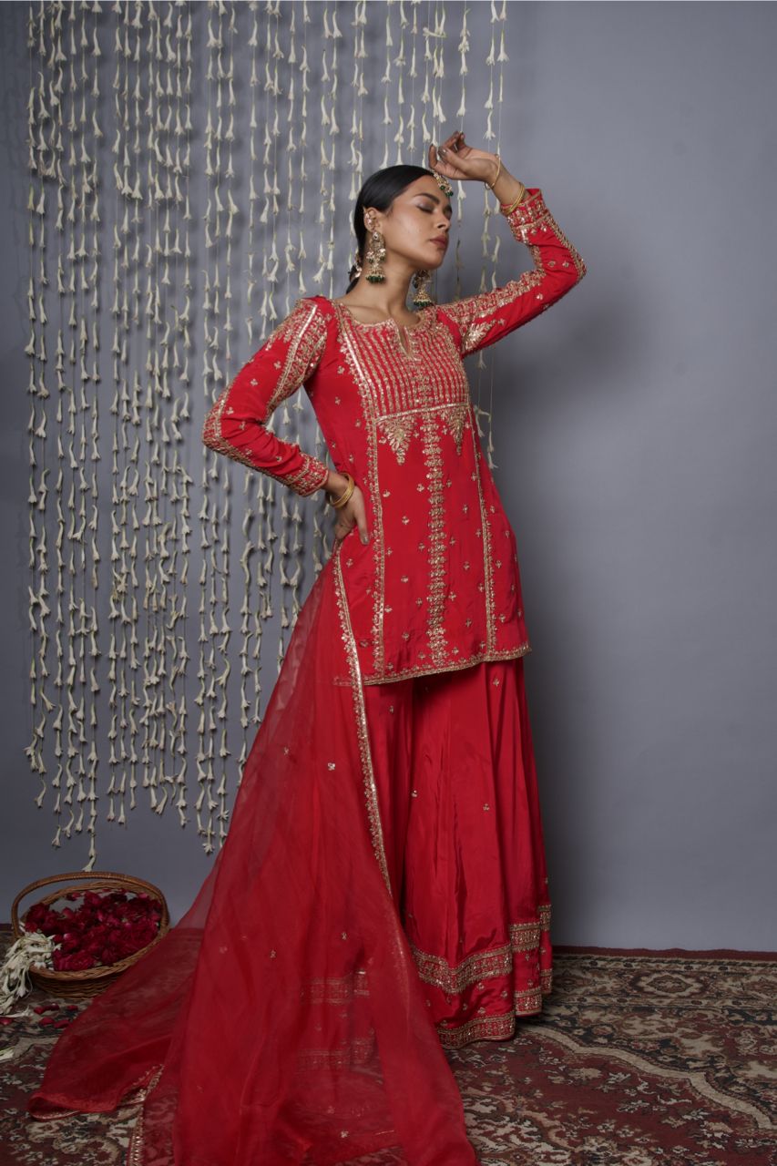 Red Sharara Set with Dupatta