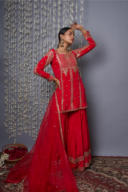 Red Sharara Set with Dupatta
