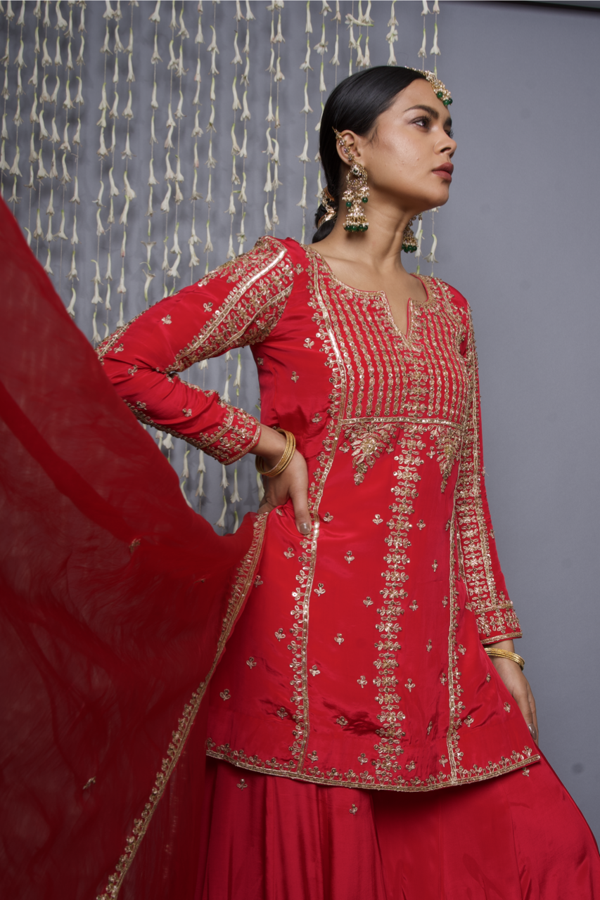 Red Sharara Set with Dupatta