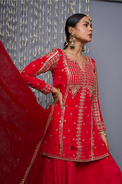 Red Sharara Set with Dupatta
