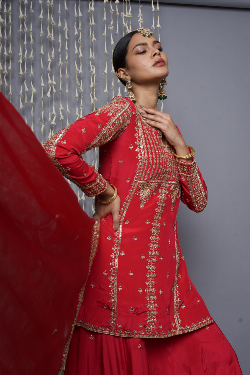 Red Sharara Set with Dupatta