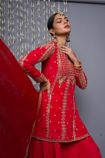 Red Sharara Set with Dupatta