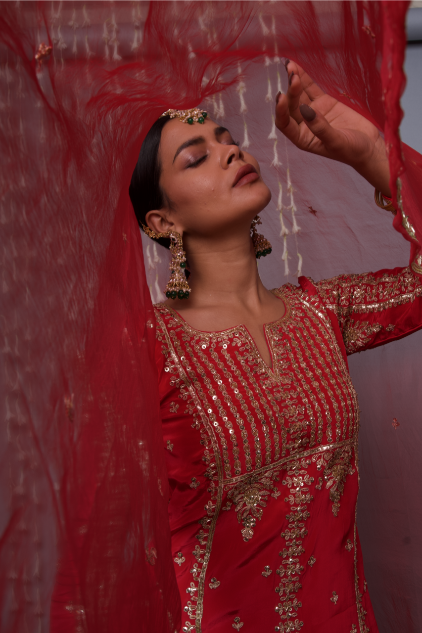Red Sharara Set with Dupatta