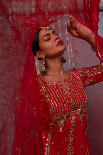 Red Sharara Set with Dupatta
