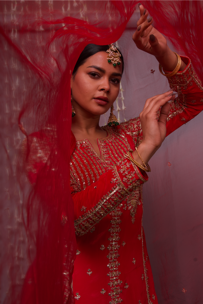 Red Sharara Set with Dupatta