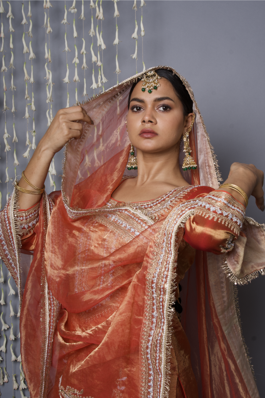 Rust Orange Kurta pant with Dupatta
