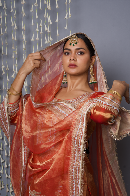 Rust Orange Kurta pant with Dupatta