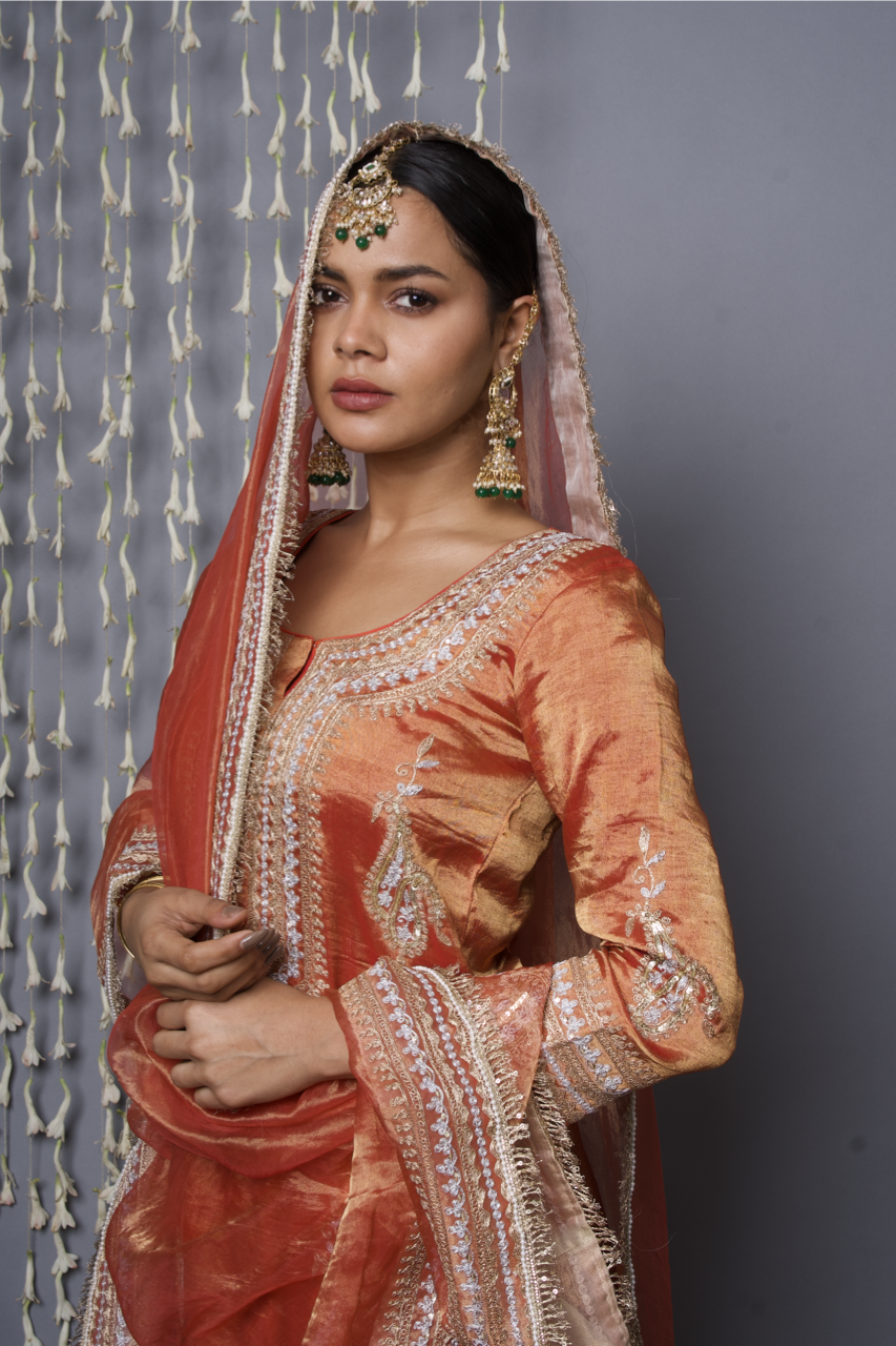Rust Orange Kurta pant with Dupatta