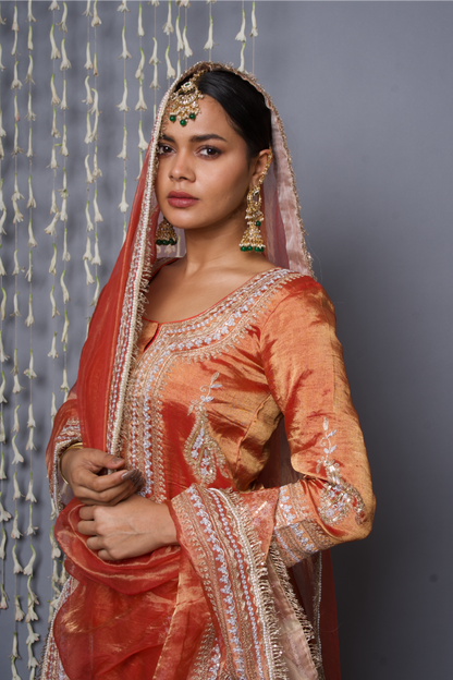 Rust Orange Kurta pant with Dupatta