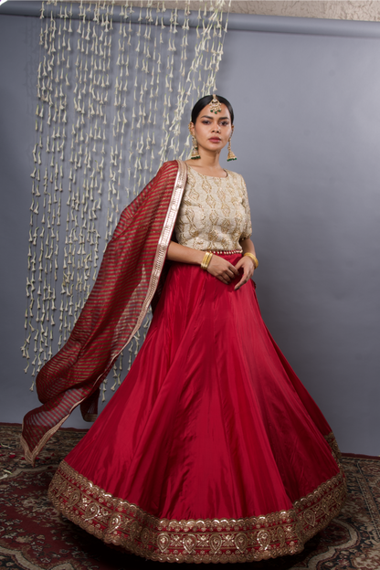 Maroon Silk Lehenga Set