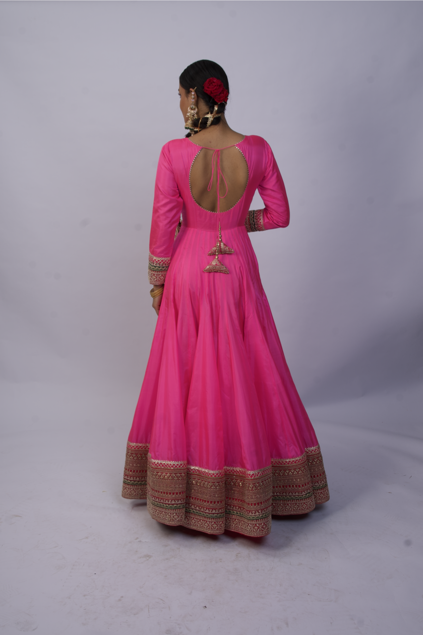 Pink Anarkali with Dupatta