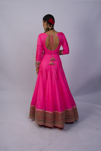 Pink Anarkali with Dupatta