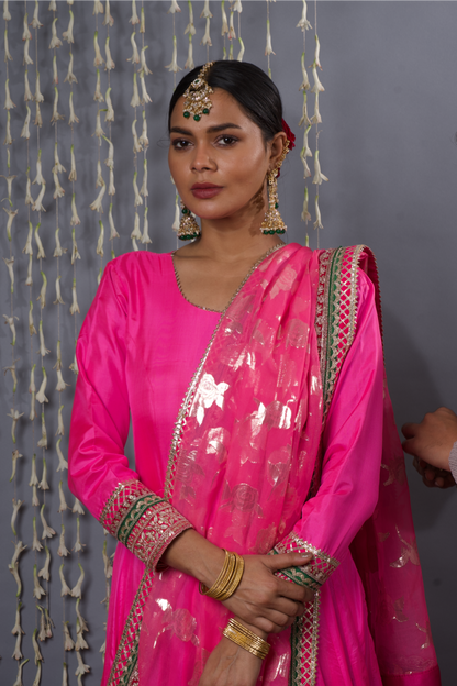 Pink Anarkali with Dupatta