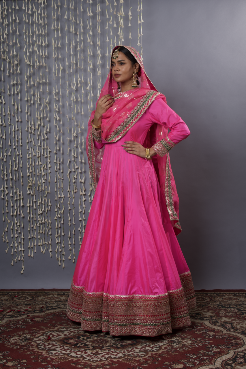 Pink Anarkali with Dupatta