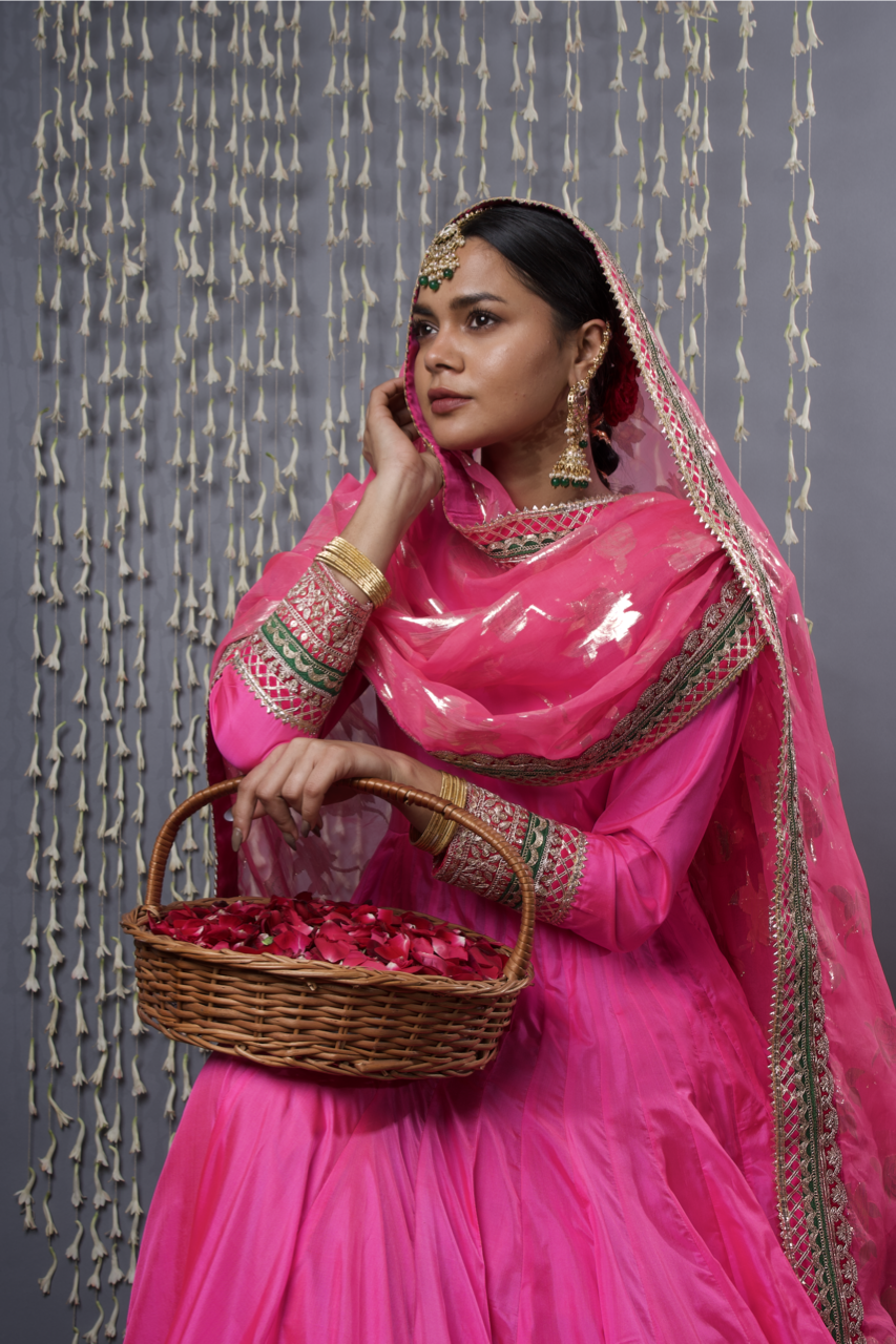 Pink Anarkali with Dupatta