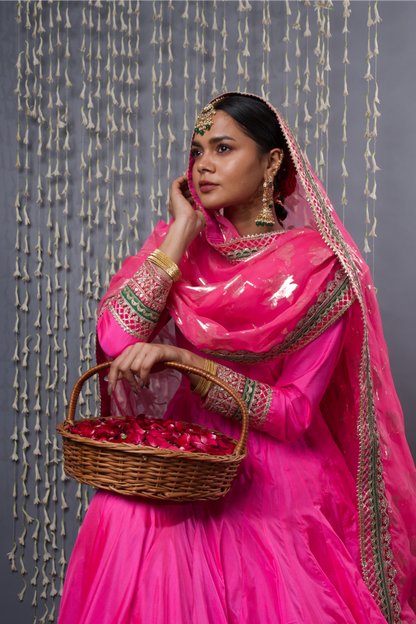 Pink Anarkali with Dupatta