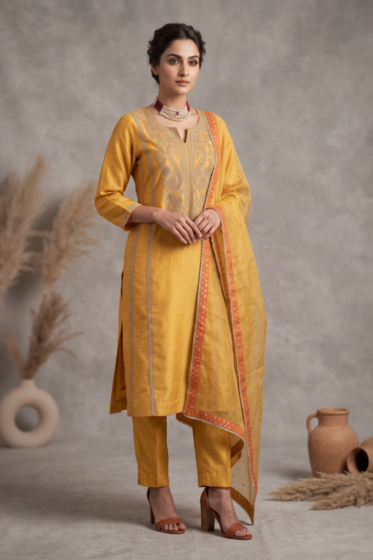 Chanderi Dori & Sequin Kurta Set