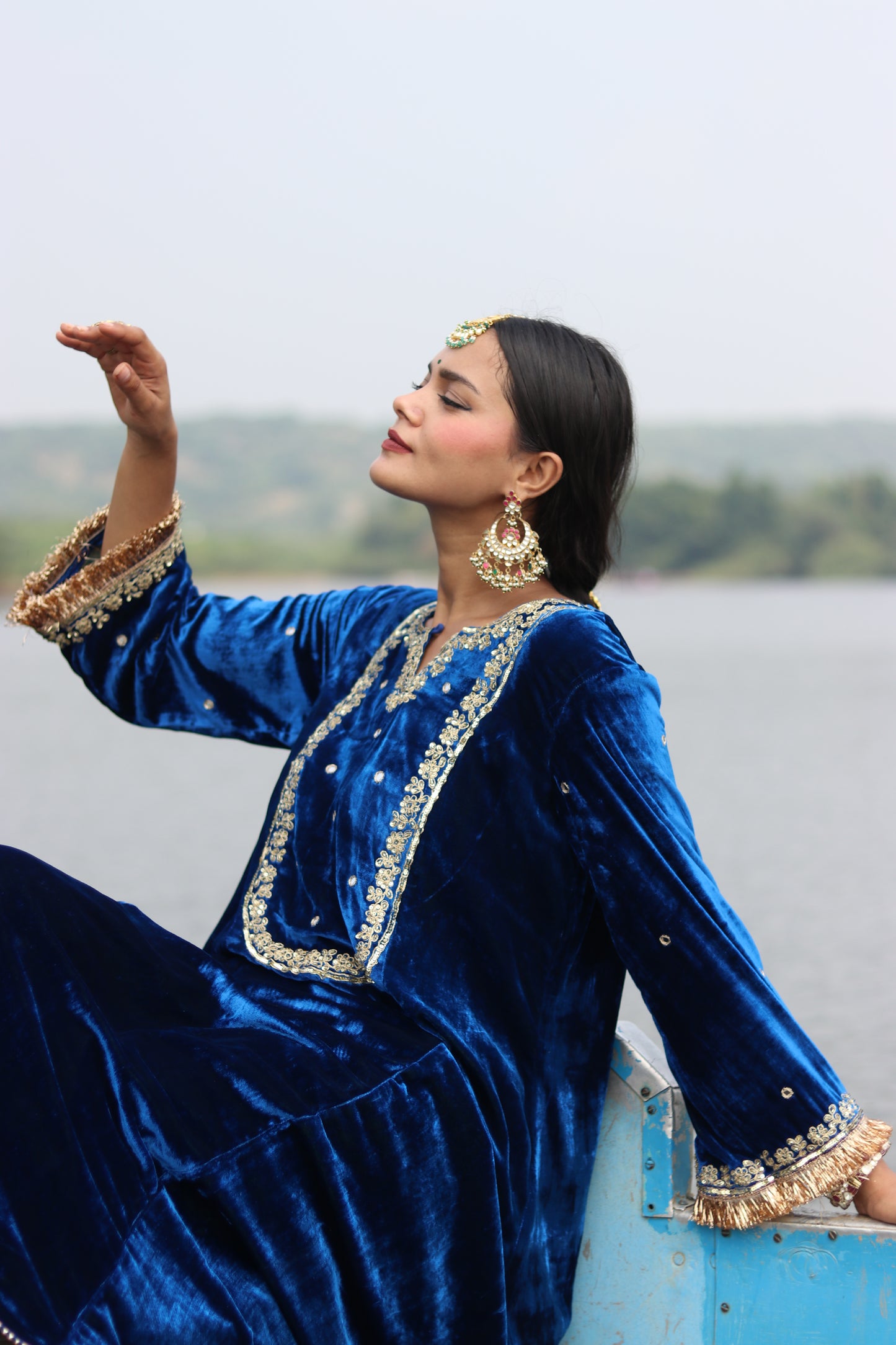 Regal Silk Velvet Suit with Etheral Tissue Dupatta