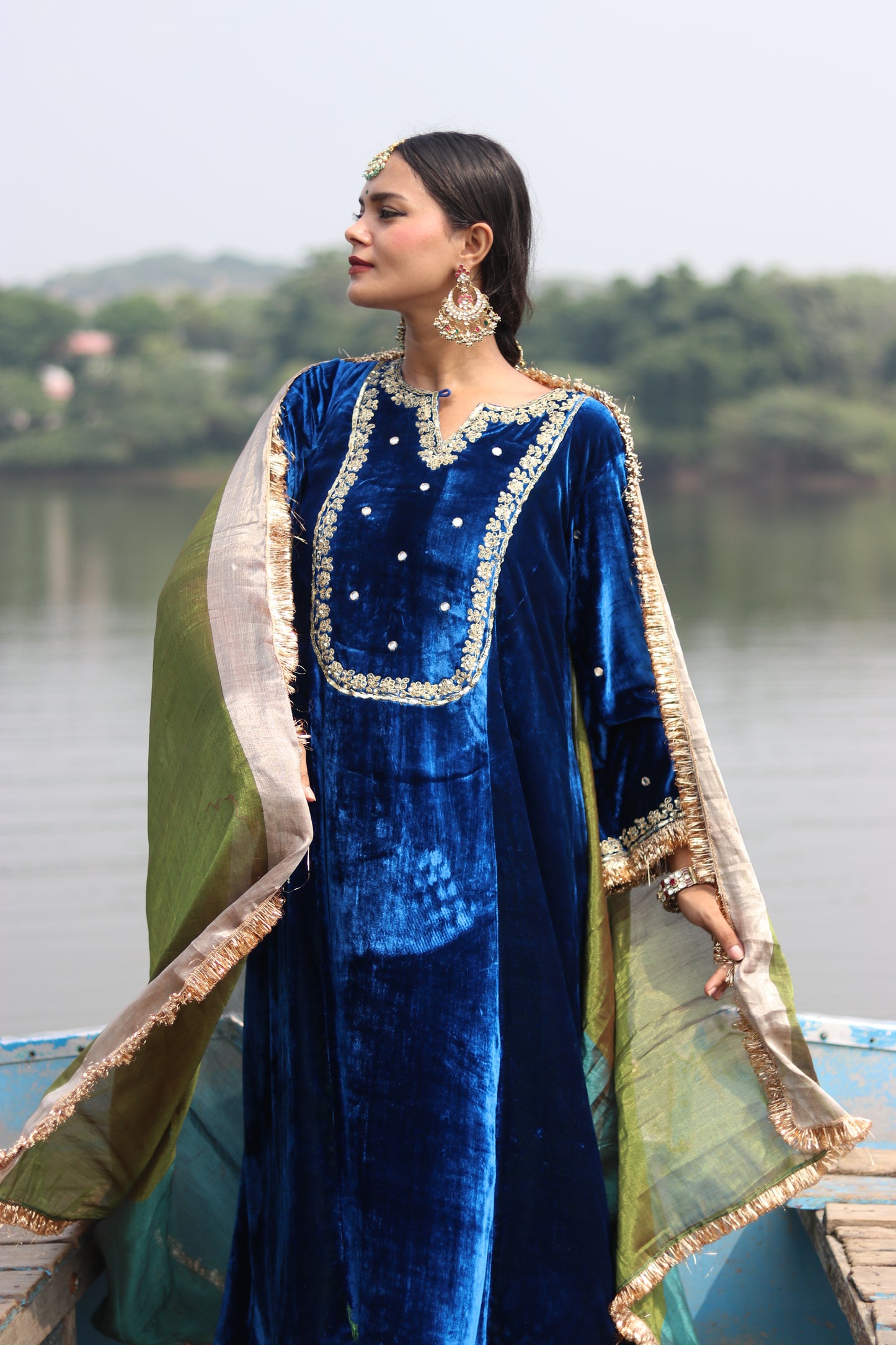 Regal Silk Velvet Suit with Etheral Tissue Dupatta