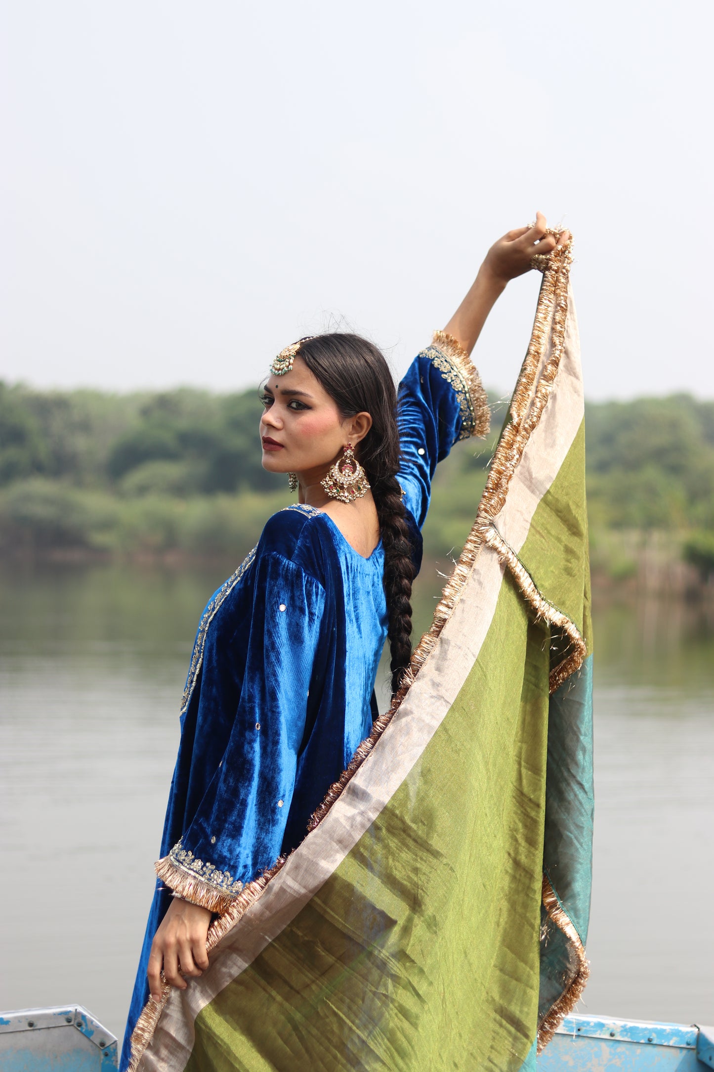 Regal Silk Velvet Suit with Etheral Tissue Dupatta