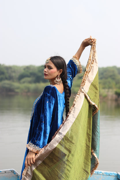 Regal Silk Velvet Suit with Etheral Tissue Dupatta