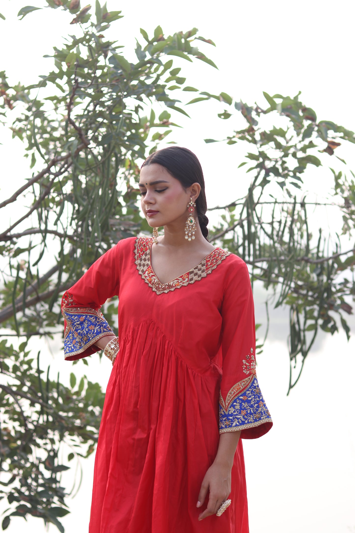 Elegance Redefined Silk Gathered Anarkali With Zari Tissue Dupatta