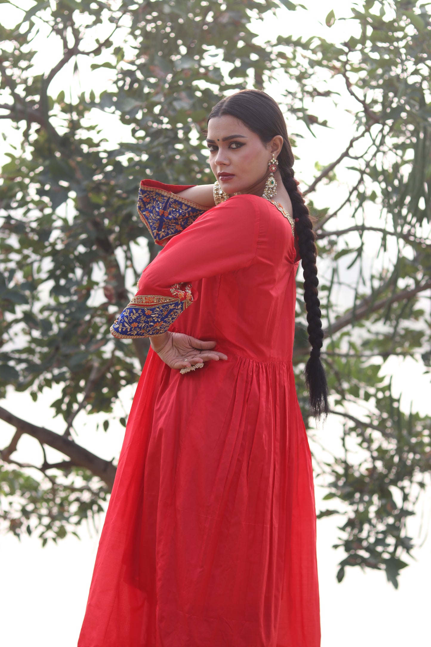 Elegance Redefined Silk Gathered Anarkali With Zari Tissue Dupatta