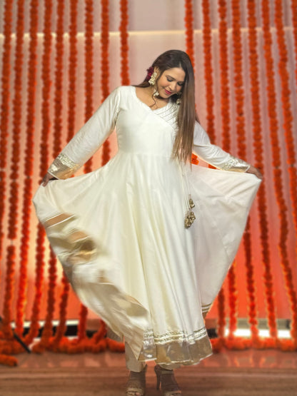 Fiza Ivory Anarkali with Pants and Dupatta