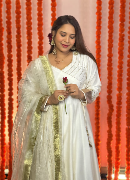 Fiza Ivory Anarkali with Pants and Dupatta