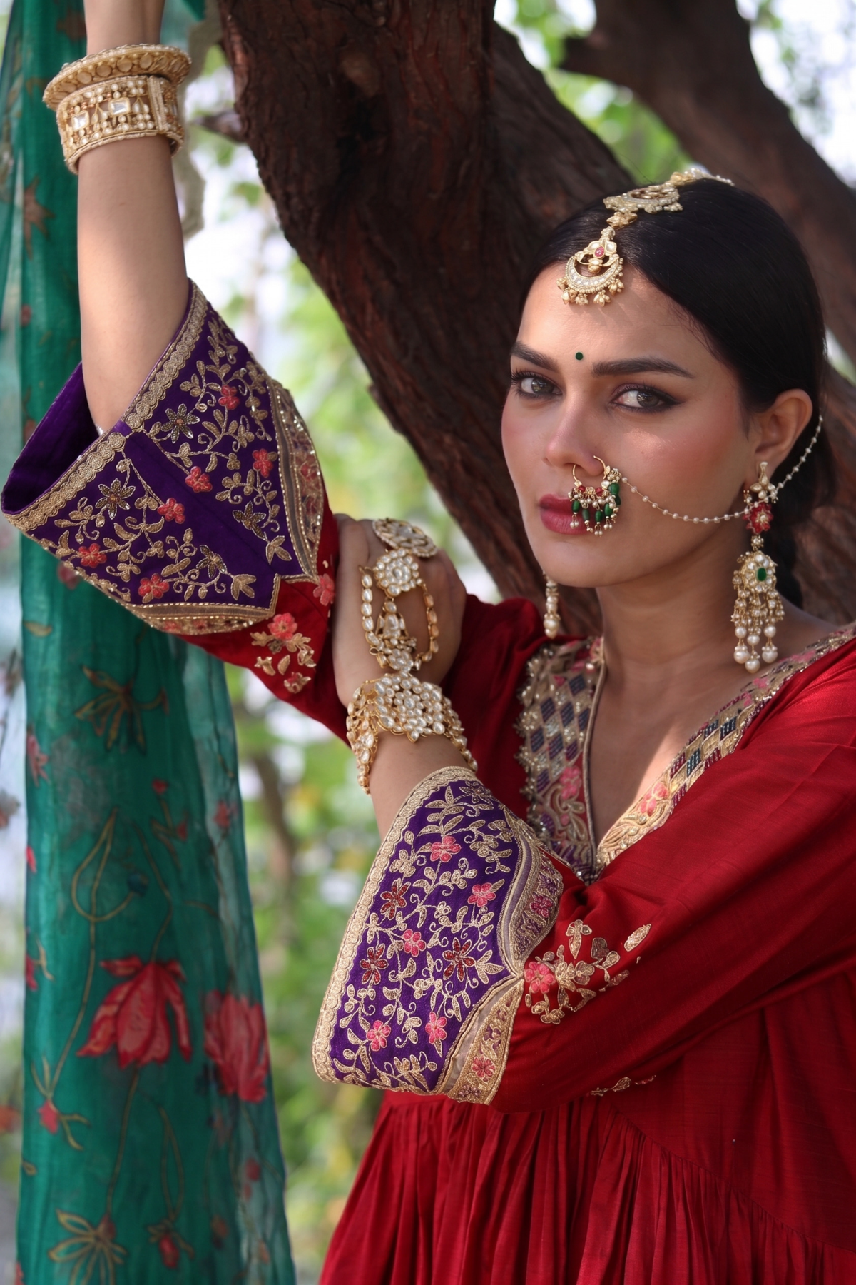 Elegance Redefined Silk Gathered Anarkali With Zari Tissue Dupatta