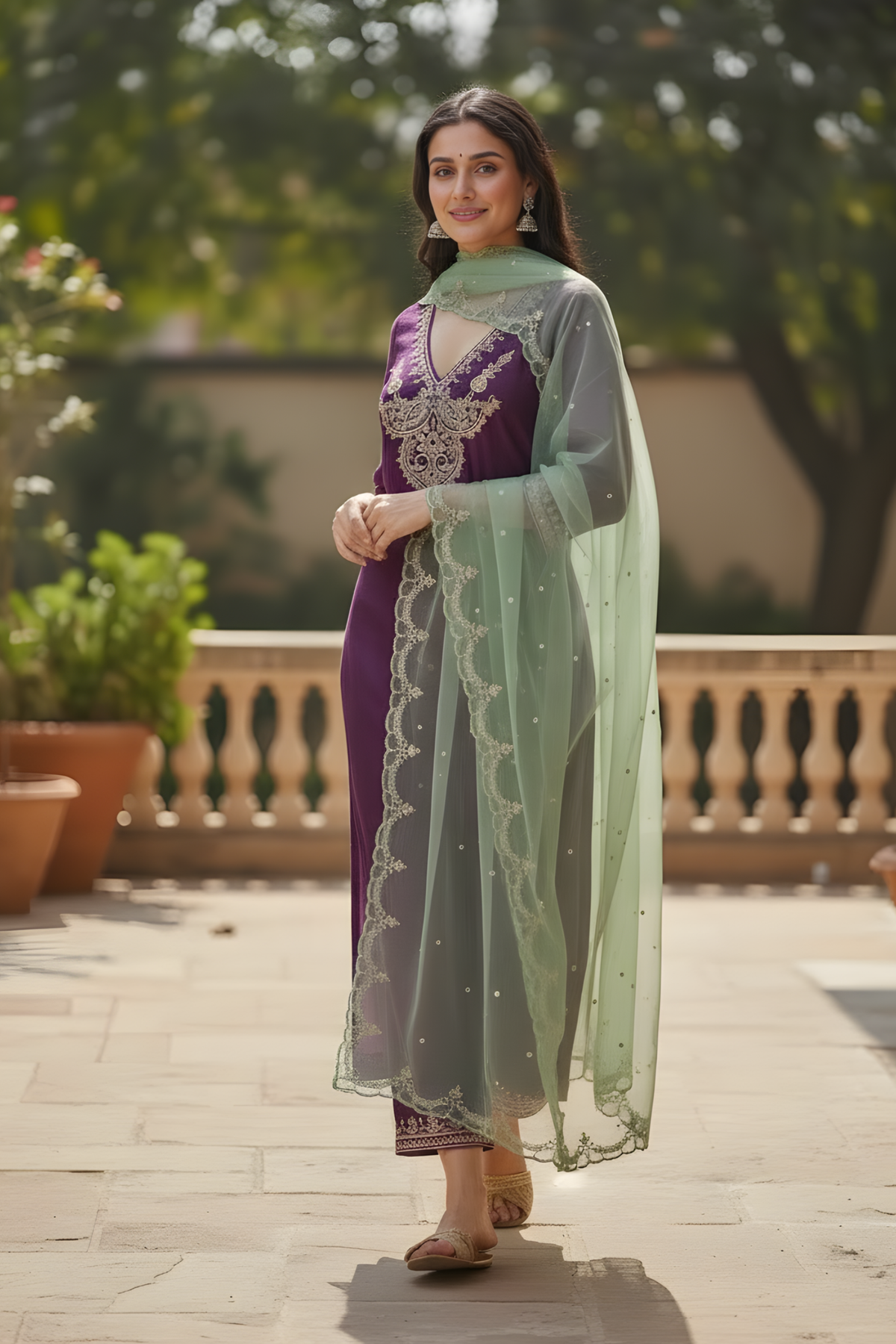 Purple Chanderi silk kurta set