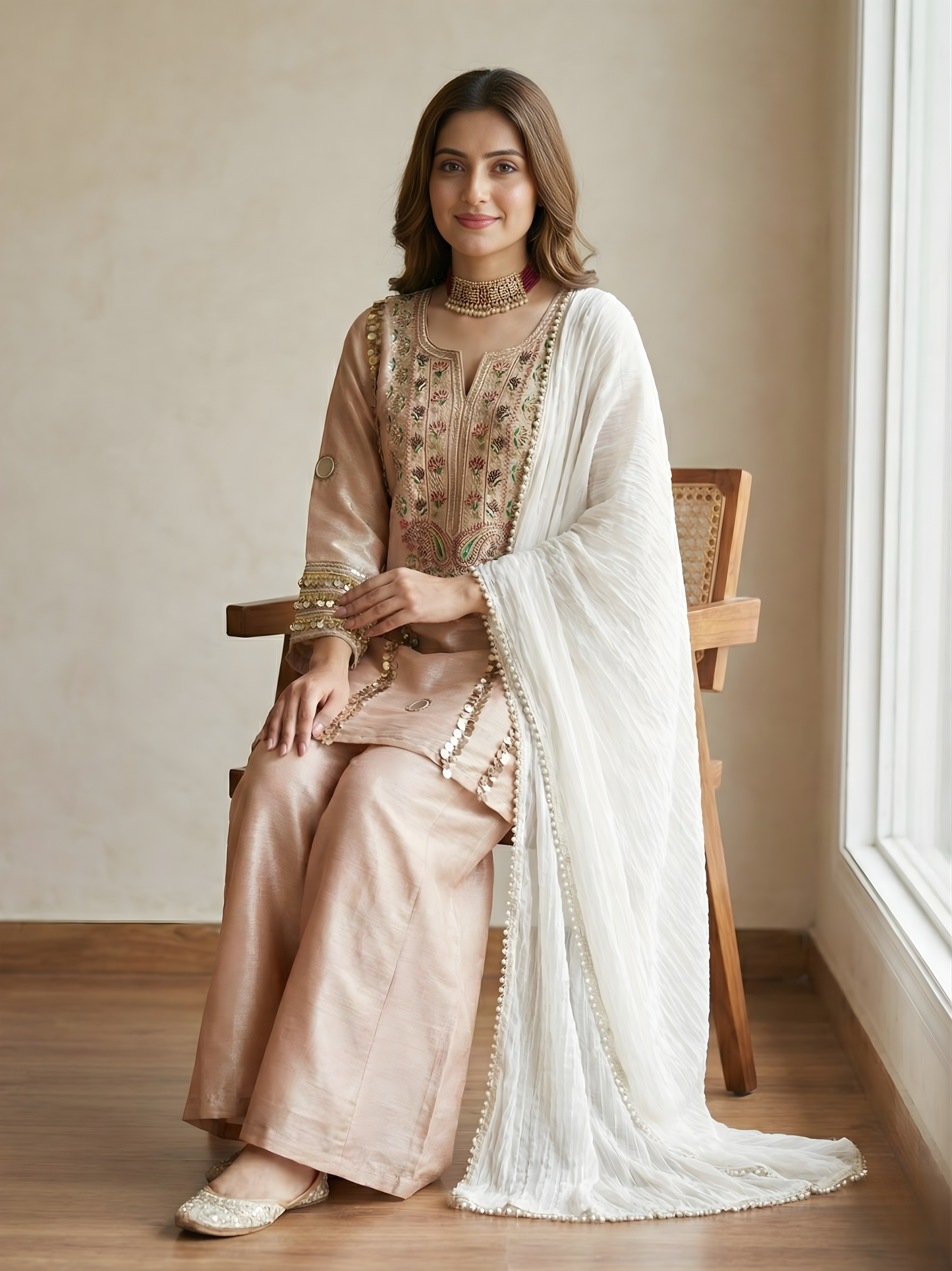 Beautiful peach short kurta set